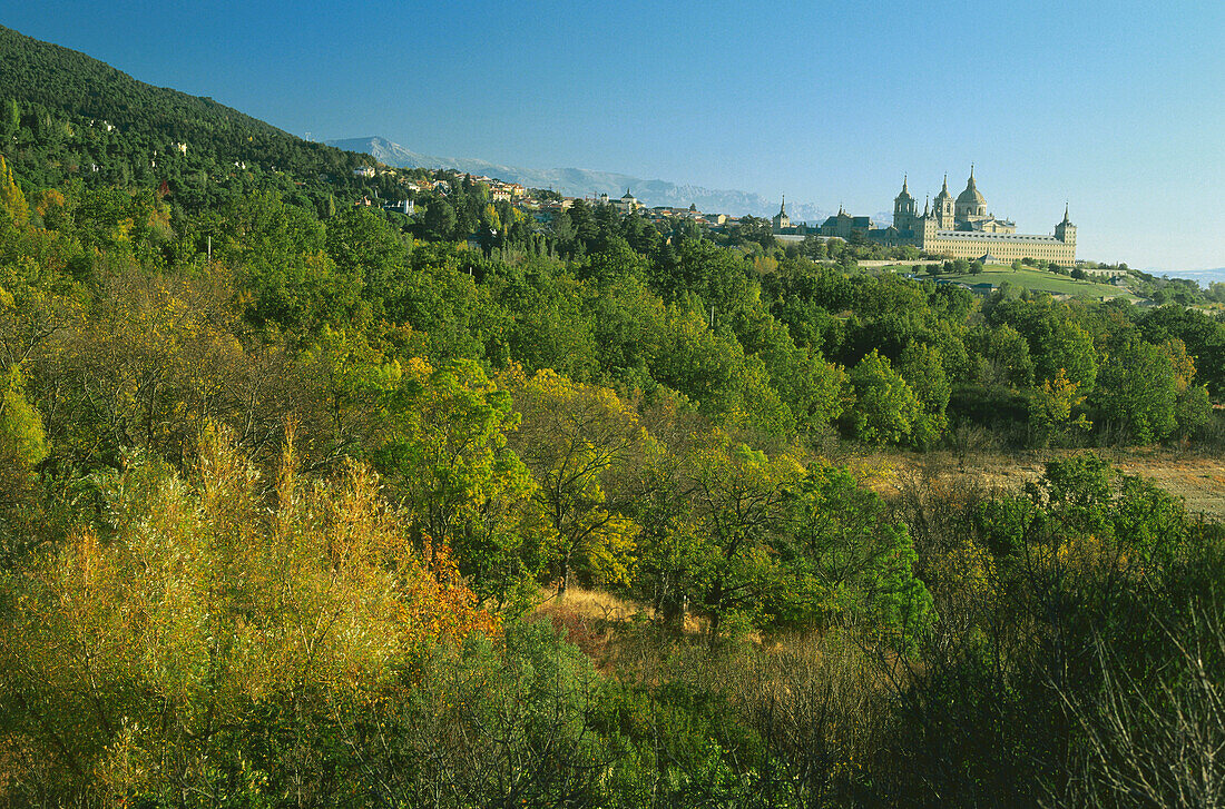 Sierra de Guadarrama and monastery,Monasterio de El Escorial,Province Madrid,Spain