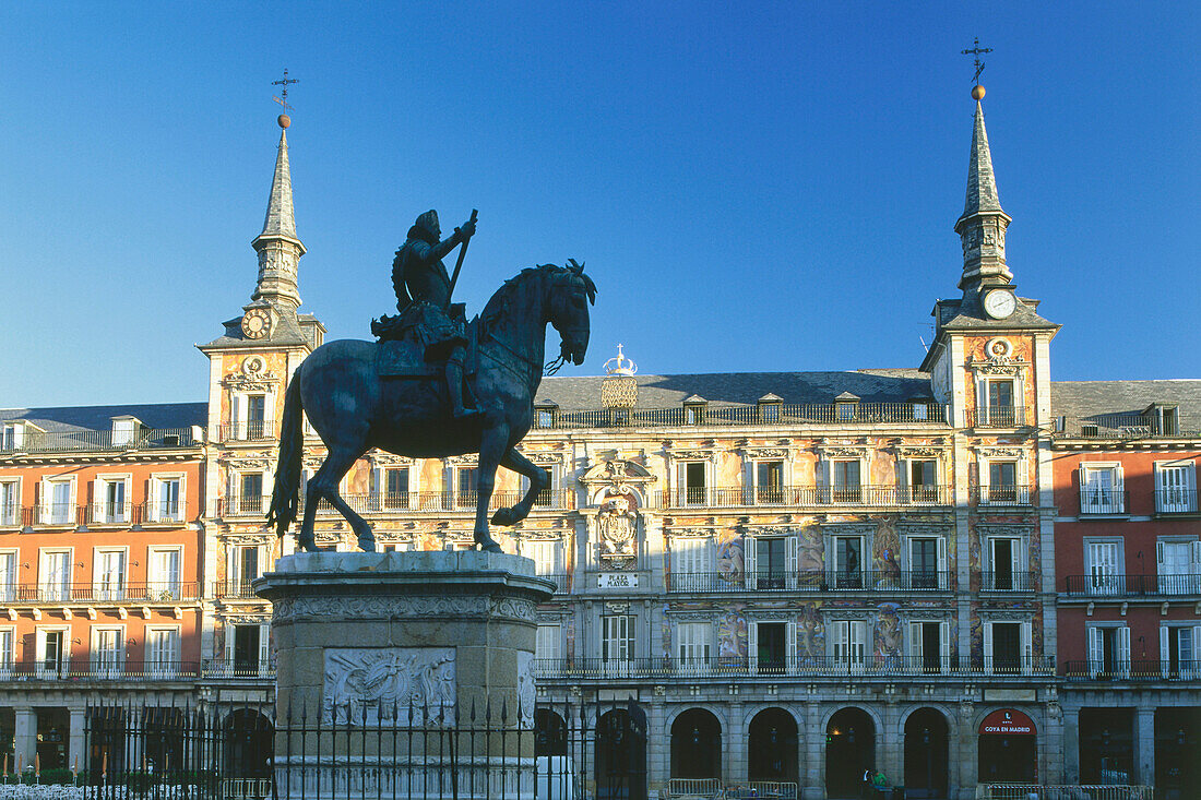 Reiterstatue Felipe III.,Plaza Mayor,Madrid,Spanien