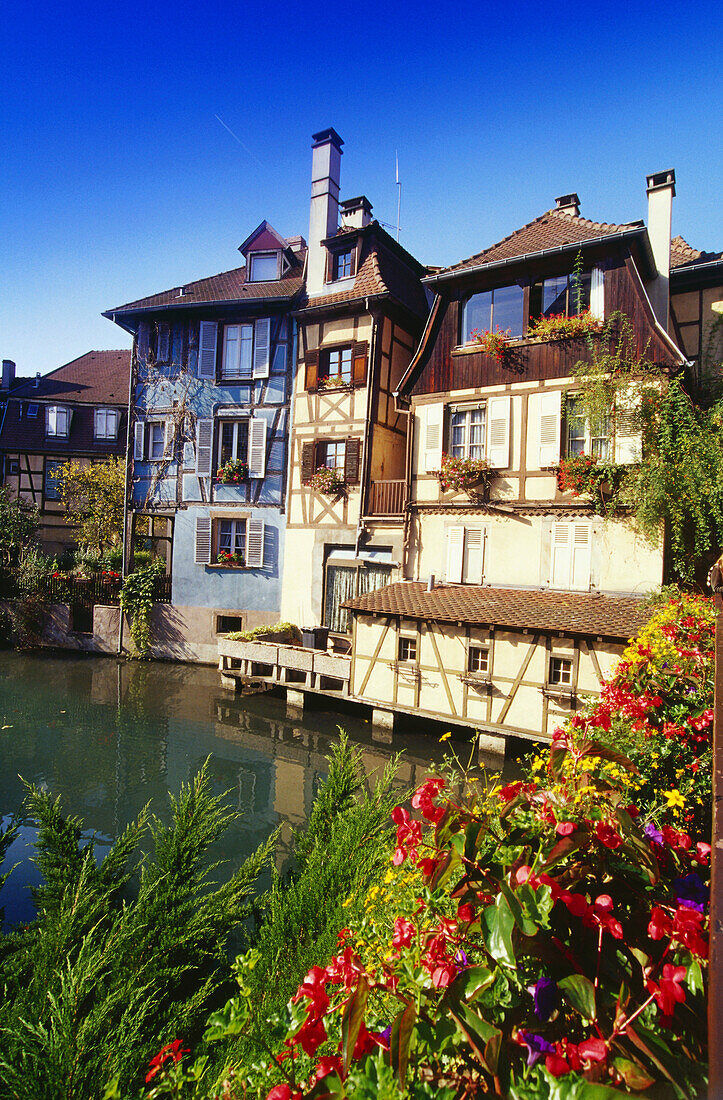 Houses along the River Lauch in"Petite Venise" in Colmar,Elsass,France