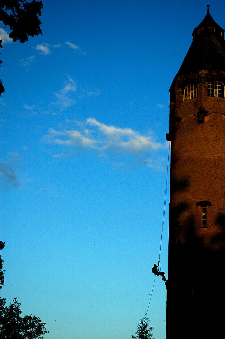 climbing down the tower of Taagepera Loss, Valga, Estonia