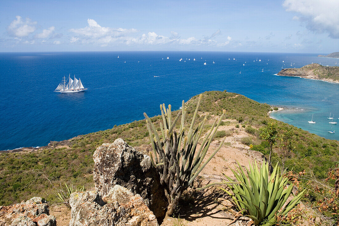Star Clipper and English Harbour,View from Shirley Heights, Antigua