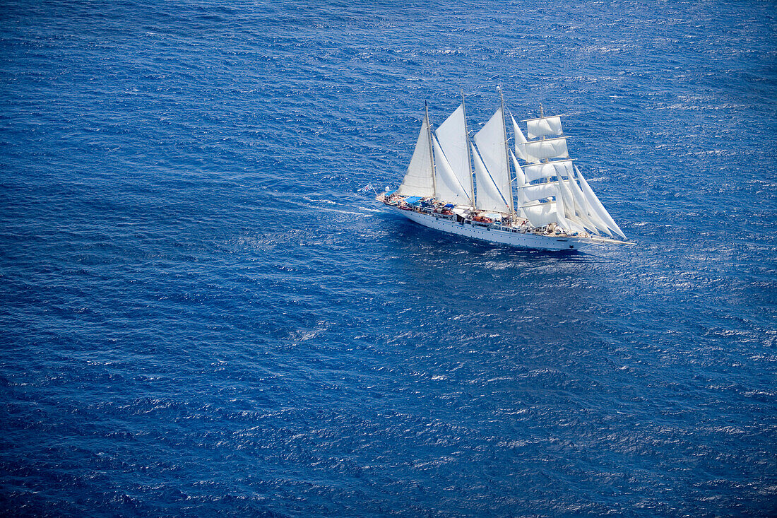 Aerial Photo of Star Clipper,Antigua Classic Yacht Regatta, Antigua