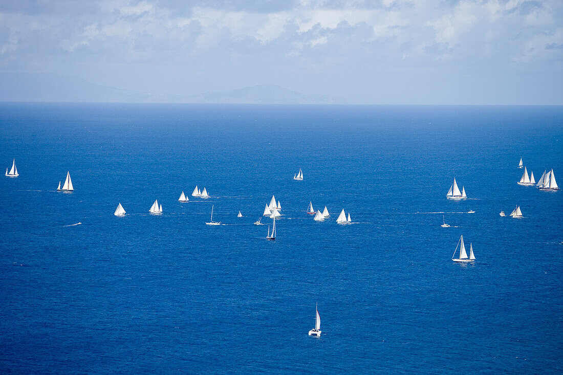 Aerial Photo of Sailboats,Antigua Classic Yacht Regatta, Antigua