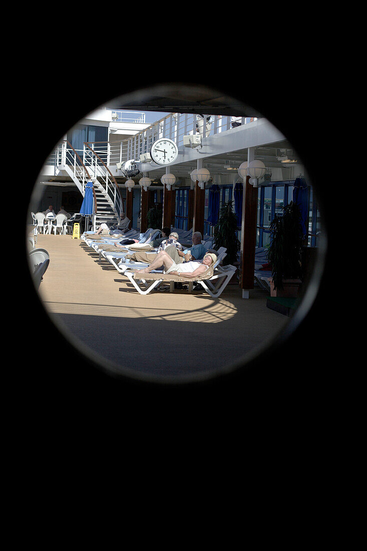 sun deck, cruise ship MS Delphin Renaissance, Cruise Bremerhaven - South England, England