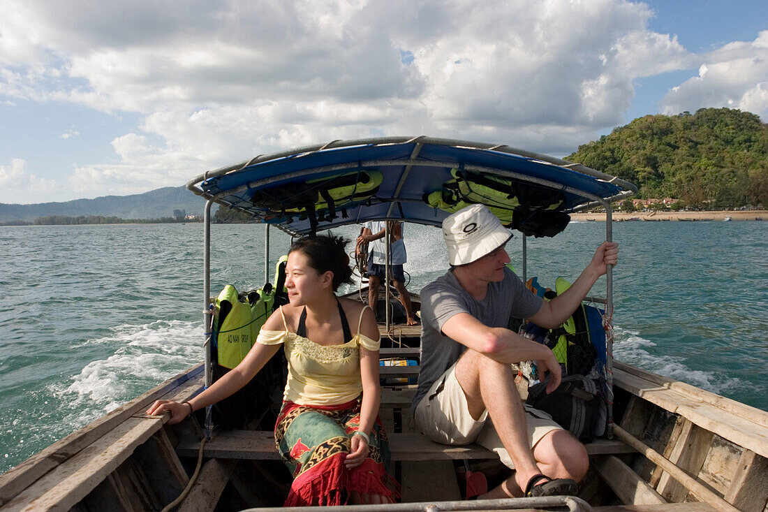 Tourists having a boat trip, Krabi, Thailand