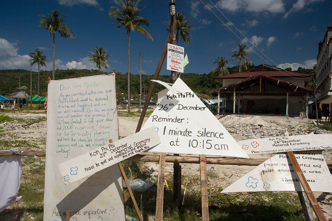 Reminder of tsunami on December 26, 2004, Ko Phi Phi Don, Ko Phi Phi Island, Krabi, Thailand