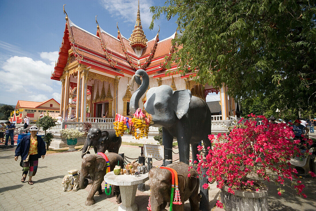 Elephants near of Ubosot, Wat Chalong, Phuket, Thailand