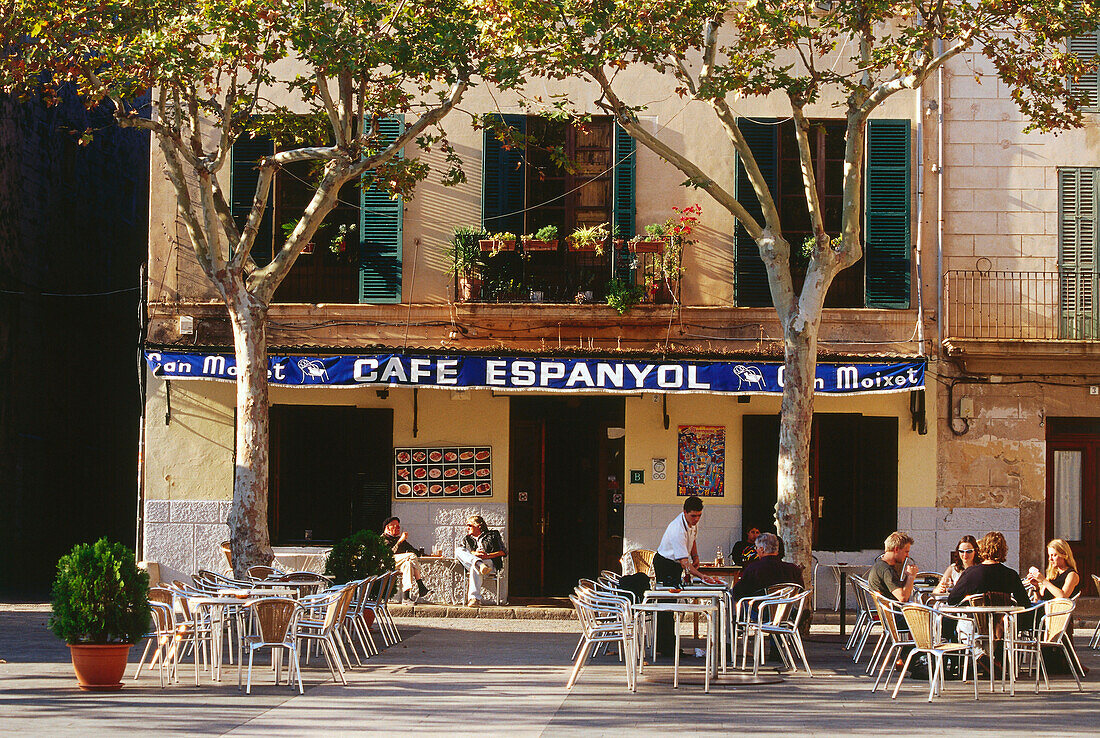 Cafe Espanyol, Placa Mayor, Pollenca, Mallorca, Spain