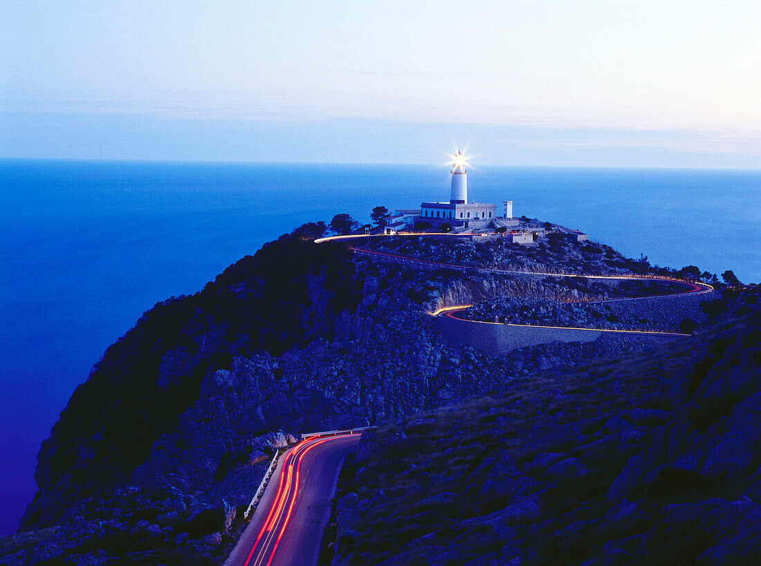 Lighthouse at night, Cap de Formentor, Mallorca, Spain