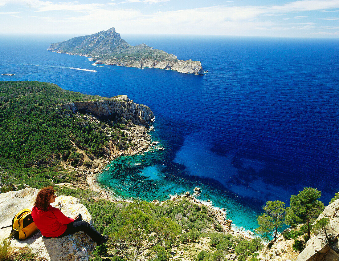 Wanderung nah Sa Trapa, Cala Basset, Isla Dragonera, bei Sant Telm, Mallorca, Spanien