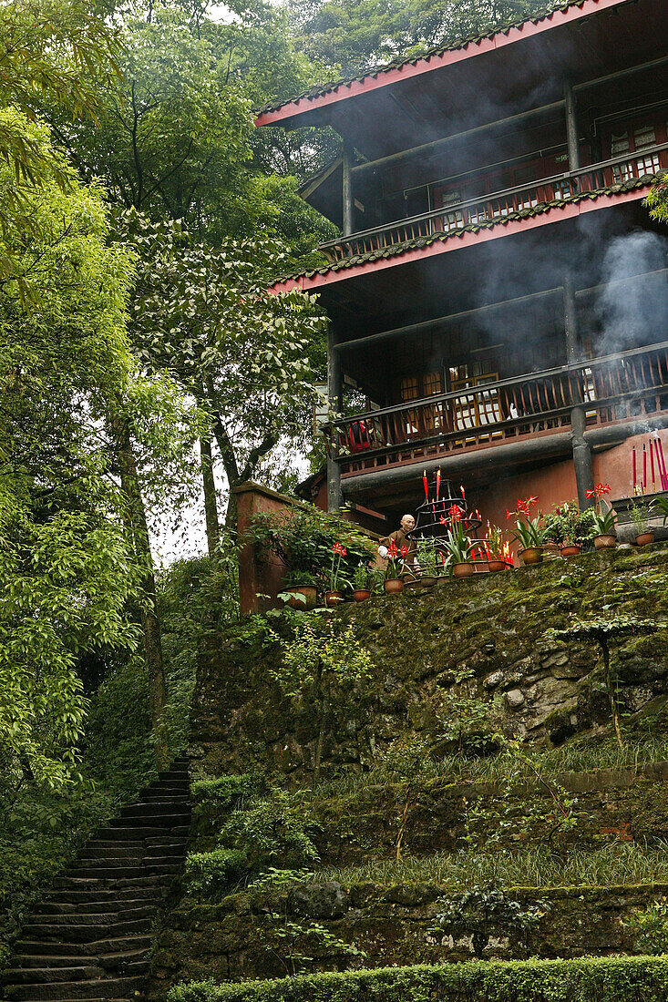 Qingyin, Emei Shan,Qingyin Pavillon, Kloster, Berge Emei Shan, Provinz Sichuan, China, Asien, UNESCO Weltkulturerbe