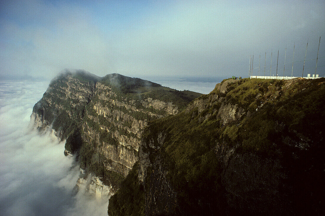 Summit of Emei Shan mountains in a sea of clouds, Sichuan province, China, Asia