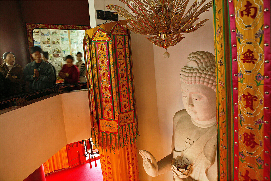 Statue and relics of monk Shelizi at pagoda of Nantai temple, Heng Shan South, Hunan province, China, Asia