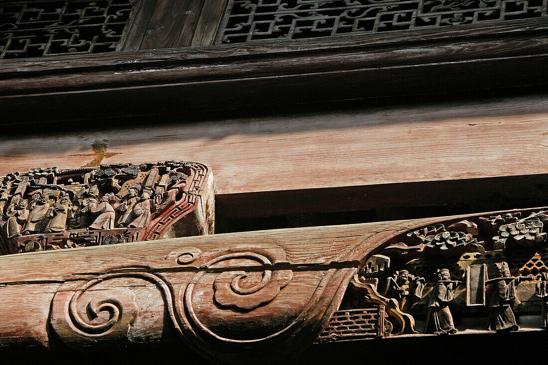 traditional courtyard of a merchants house, timber house in Hongcun, ancient village, living museum, China, Asia, World Heritage Site, UNESCO