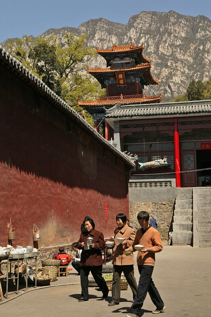 kitchen, outdoor, side wing, Fa Wang monastery, Taoist Buddhist mountain, Song Shan, Henan province, China, Asia