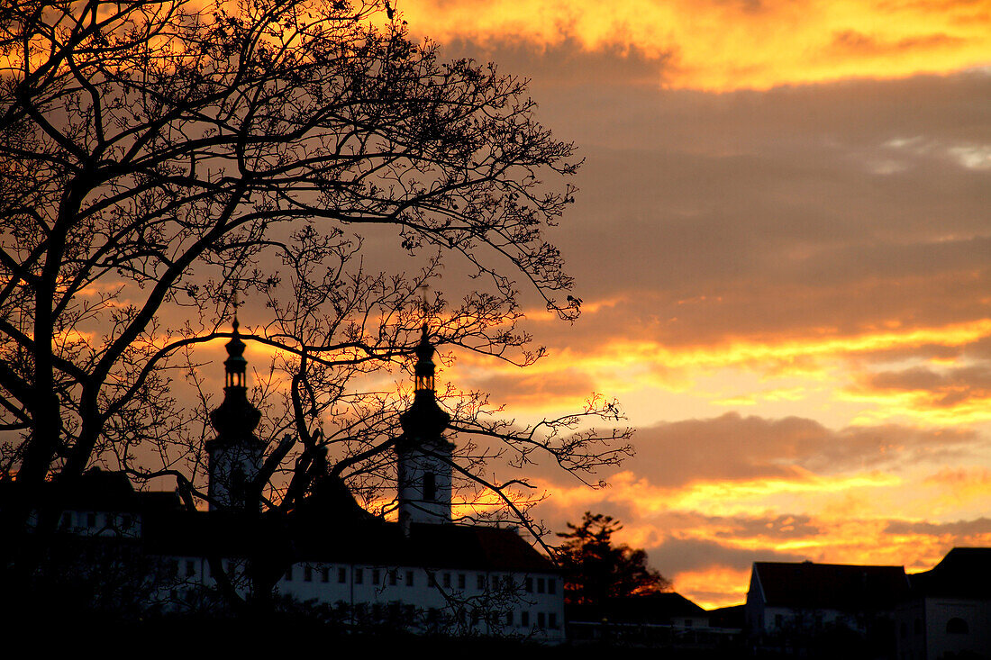 Silhouette of Strahov Monastery, Mala Strana, Little Quarter, Prague, Czech Republic