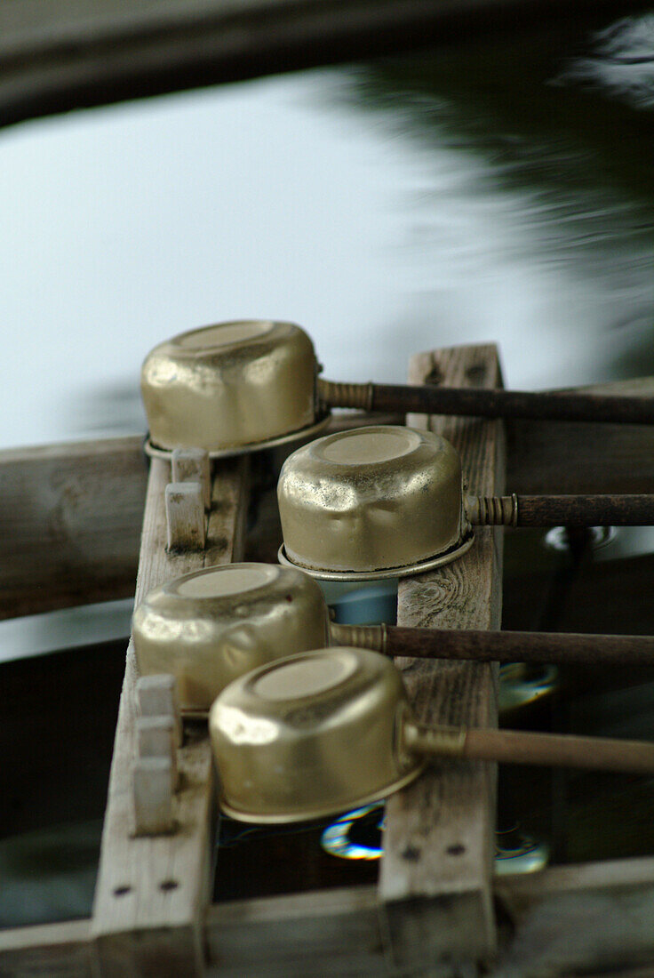 Drinking cups at a well, Kamogawa-shi, Chiba district, Japan
