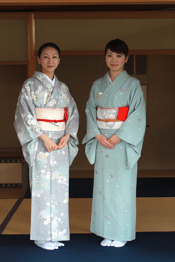 Two Japanese Women, tea ceremony in Hosomi museum, Kyoto, Japan