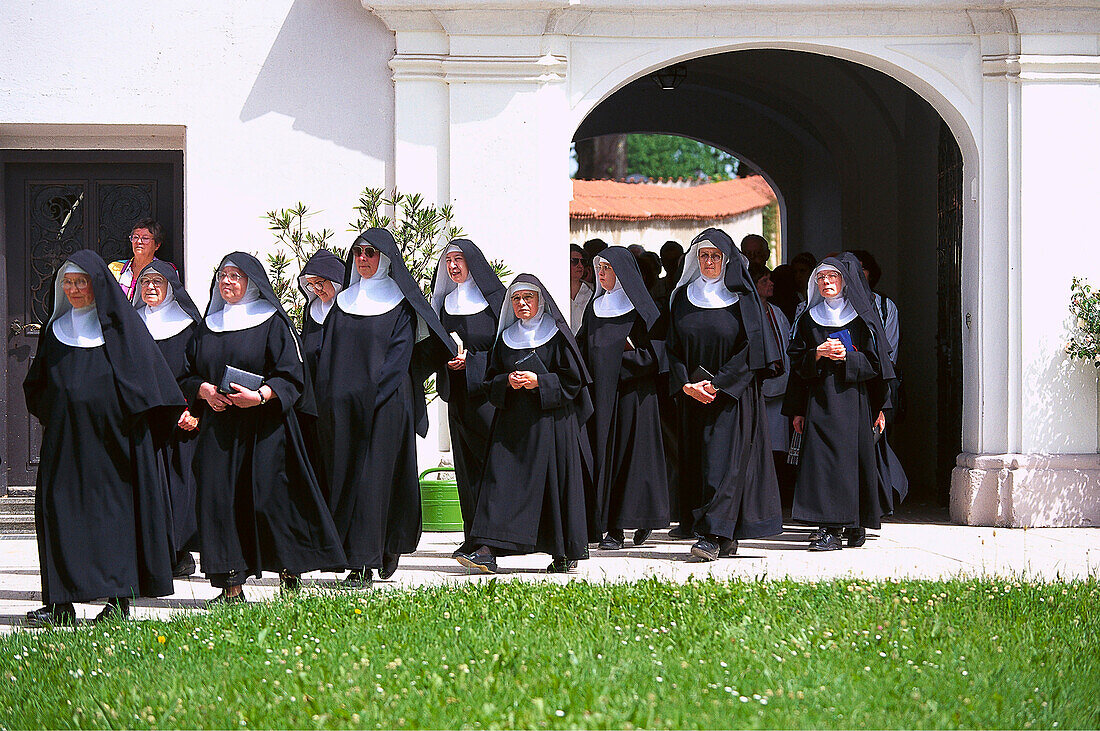 Benedictine nuns in Frauenchiemsee Abbey, Bavaria, Germany