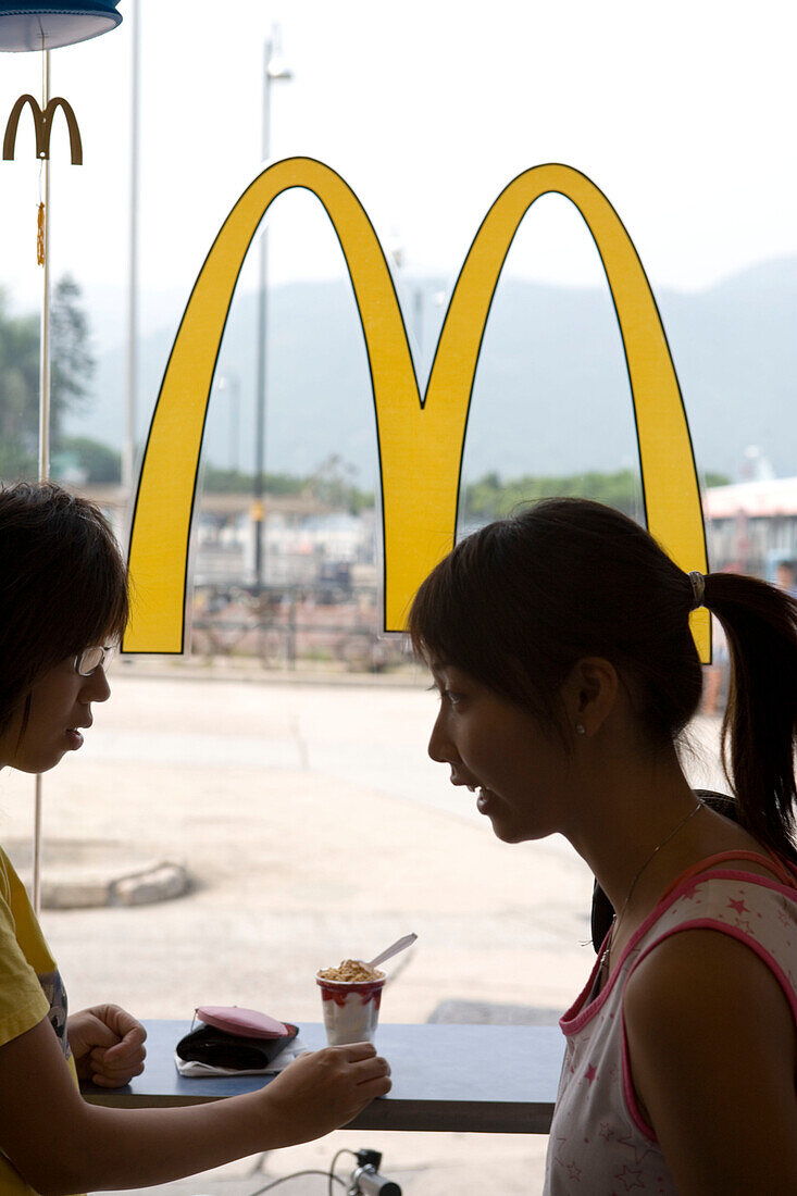 Teenagers at Hong Kong McDonald's, Lantau Island, Hong Kong