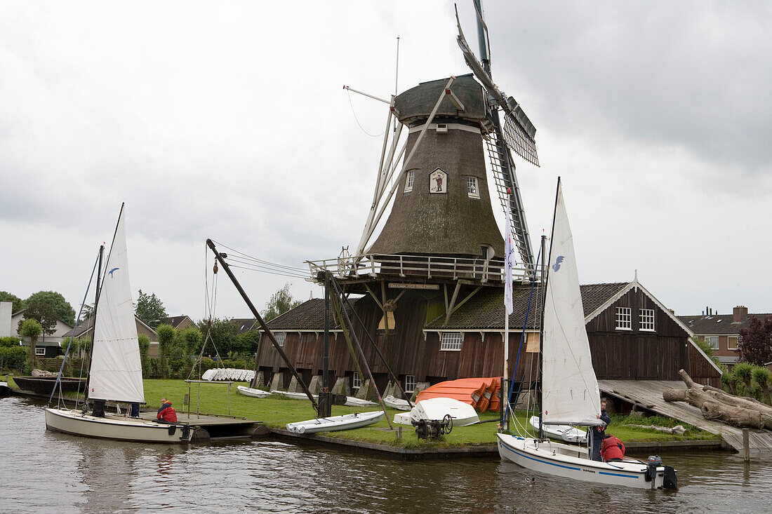 Sailboats & Windmill,Woudsend, Frisian Lake District, Netherlands