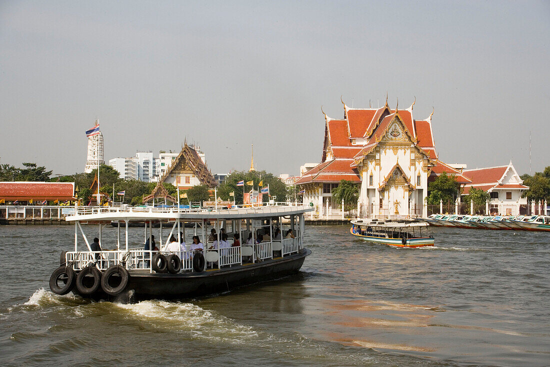 Public ferries on river Menam Chao Phraya, Bangkok, Thailand
