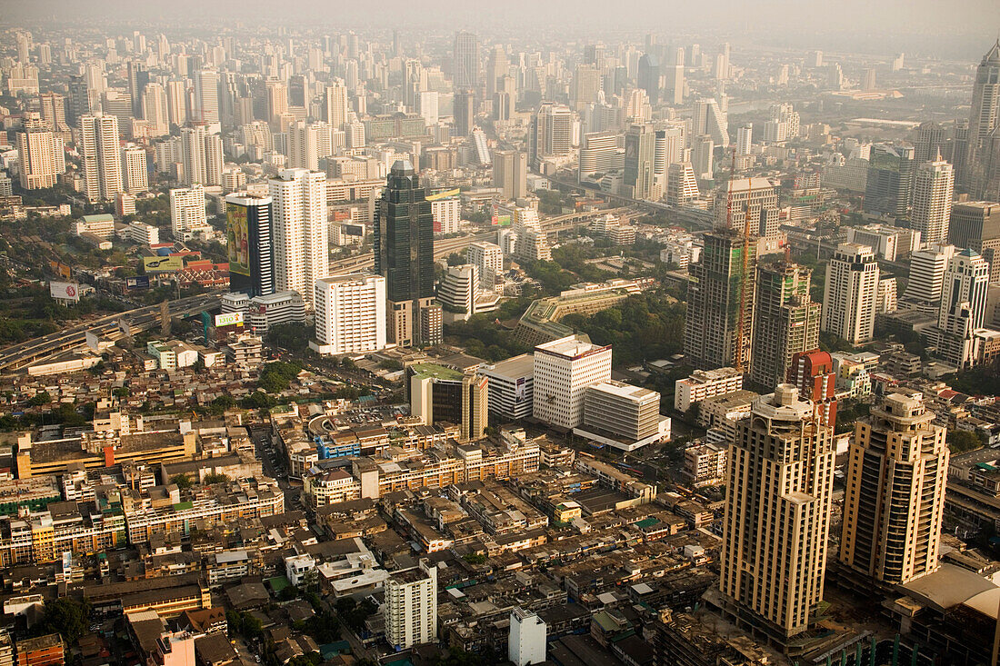 View from Baiyoke Tower II, the tallest building in Thailand, over Bangkok, Ratchathewi, Bangkok, Thailand