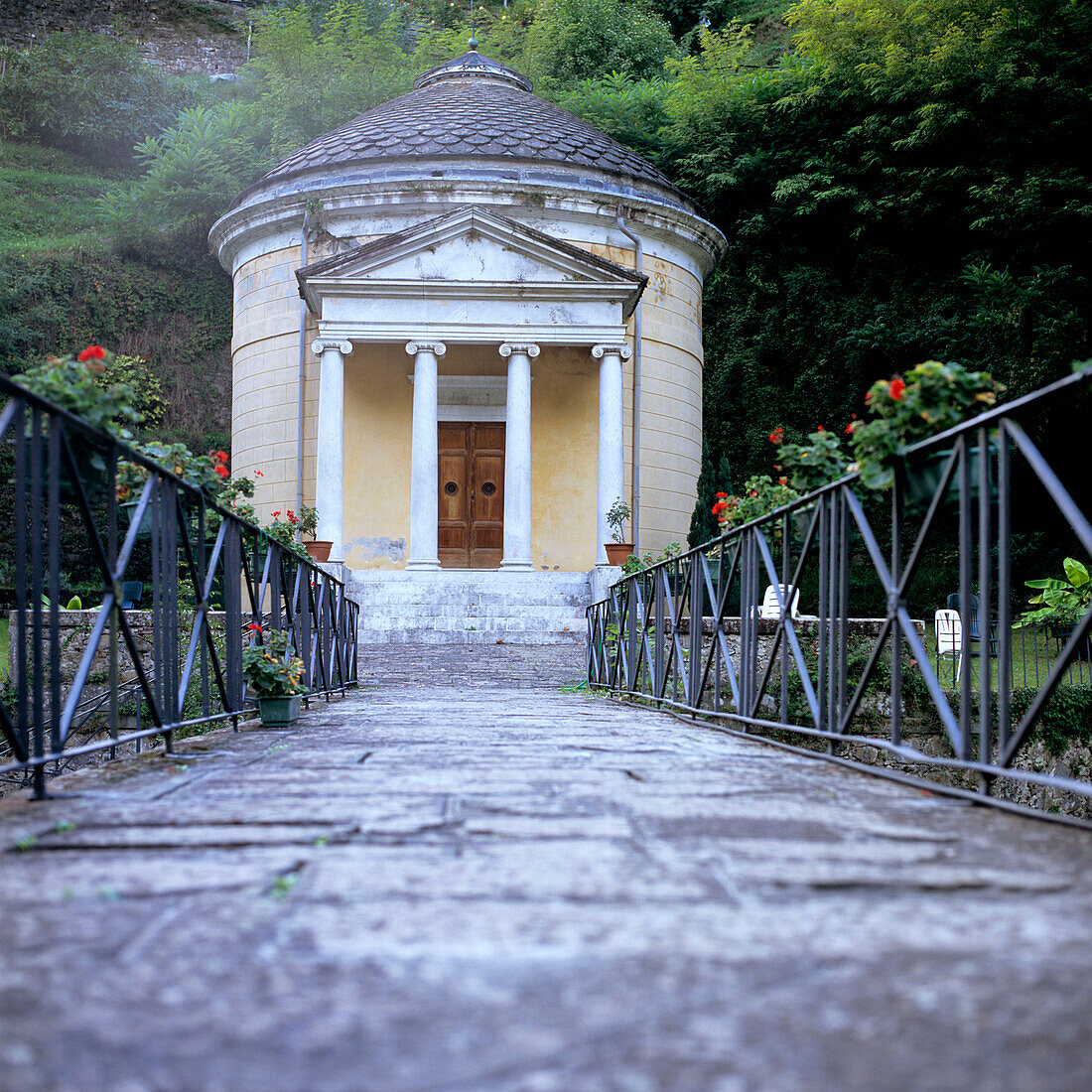 Little temple at Villa Demidoff park, Bagni di Lucca, Garfagnana, Italy