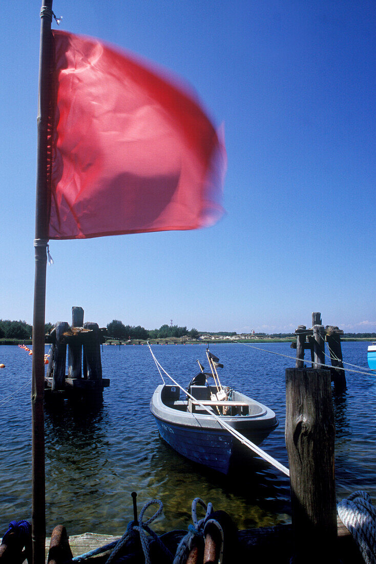 Waving flag at Baltic Sea, Mecklenburg-Western Pomerania, Germany