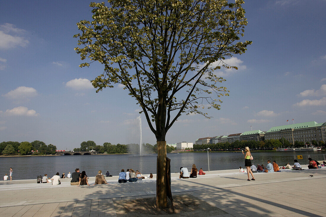 Binnenalster, Touristen, Alster,  Jungfernstieg, City, Innenstadt, Hamburg