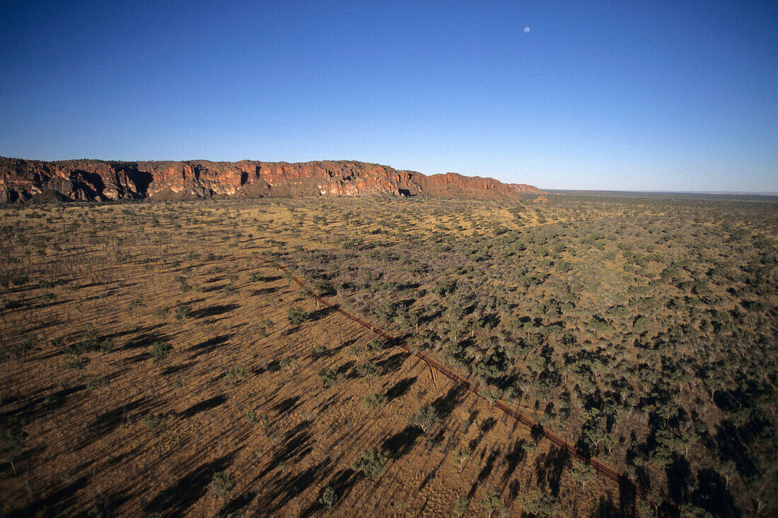 Luftaufnahme vom Buschland, Purnululu National Park, The Kimberley, Western Australia, Australien