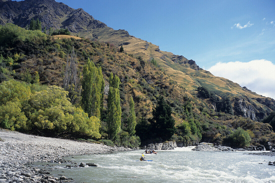 Abenteuerurlaub, Ein Wildwasser Schlauchboot Tour, Shotover River, in der Nähe von Queenstown, Südinsel, Neuseeland