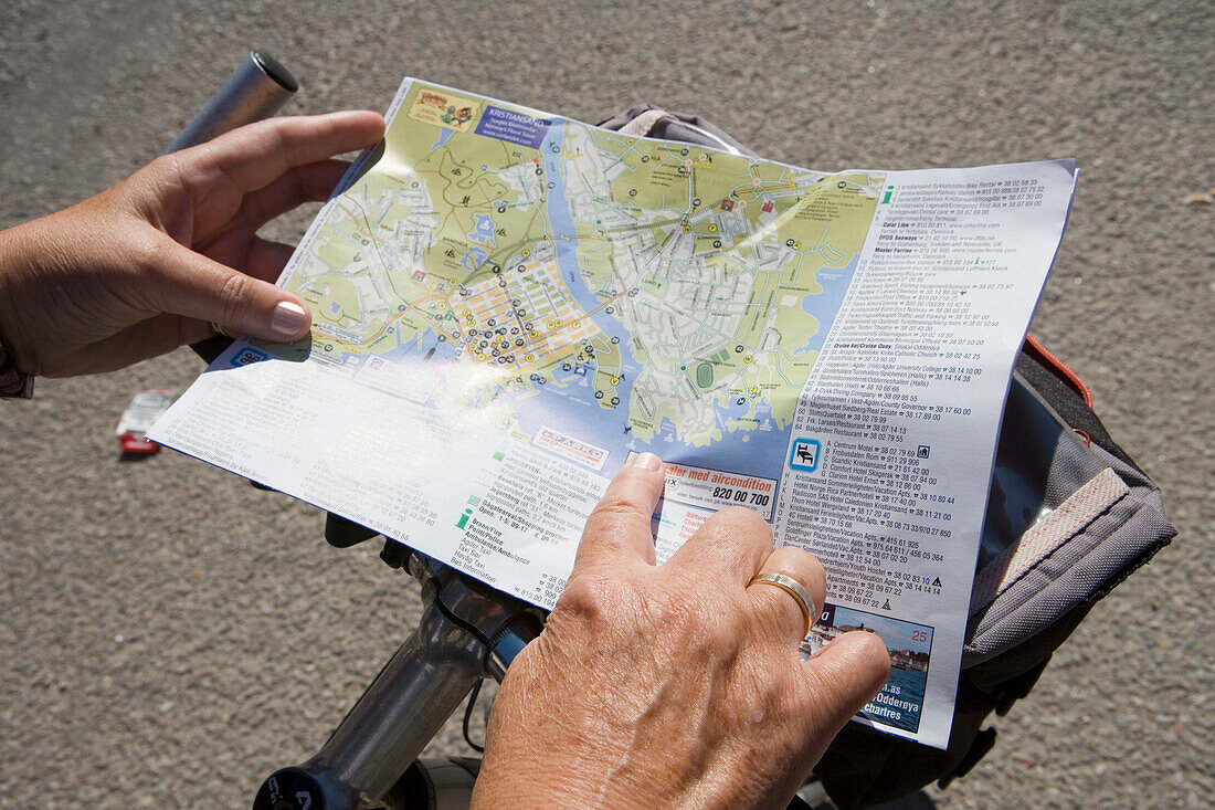 Map of Kristiansand on Bicycle Handlebars, Kristiansand, Norway