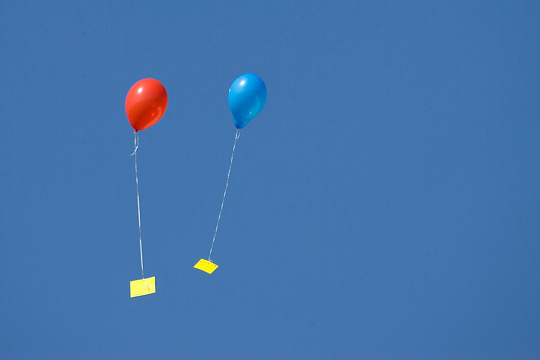 ballons with postcards, Germany