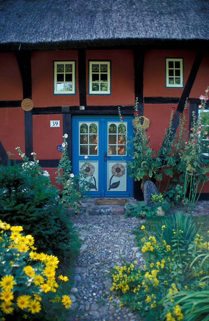 Typical hpuse at Wustrow, Fischland, Mecklenburg-pomerania, Germany, Europe