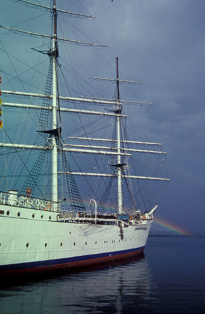 Sailingship, Gorch Fock I, at Stralsund harbour, Mecklenburg-Pomerania, Germany, Europe