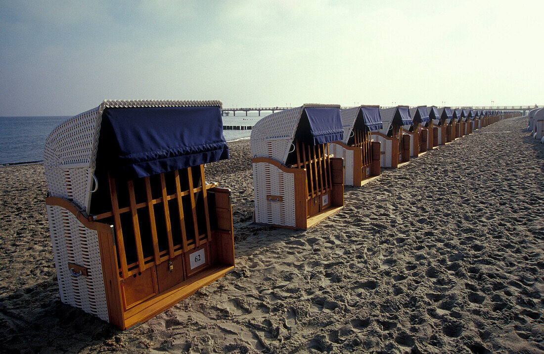 Beach chairs at Heiligendamm, Mecklenburg-Pomerania, Germany, Europe