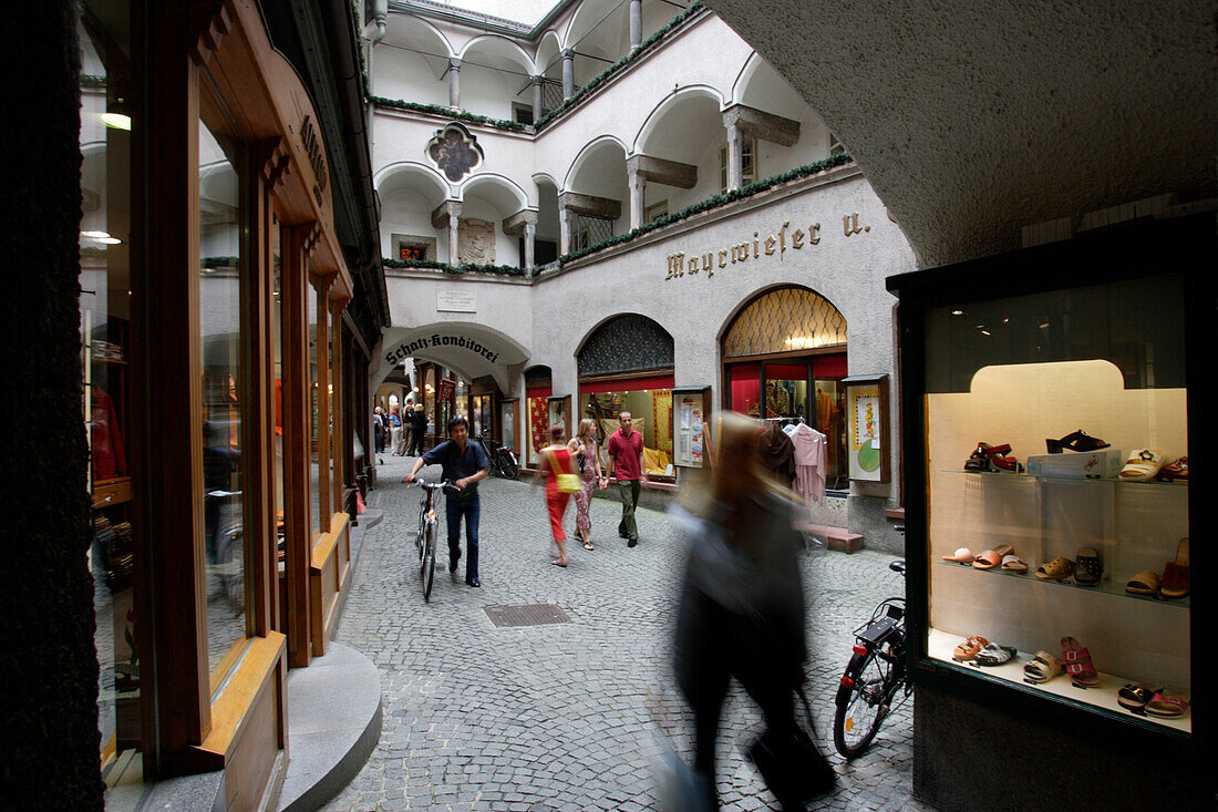 Passage to Getreidegasse with Schatz Confectioners, Salzburg, Austria
