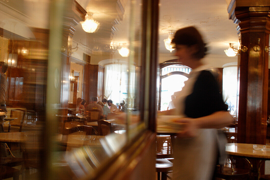 Cafe Tomaselli and waitress, Salzburg, Austria