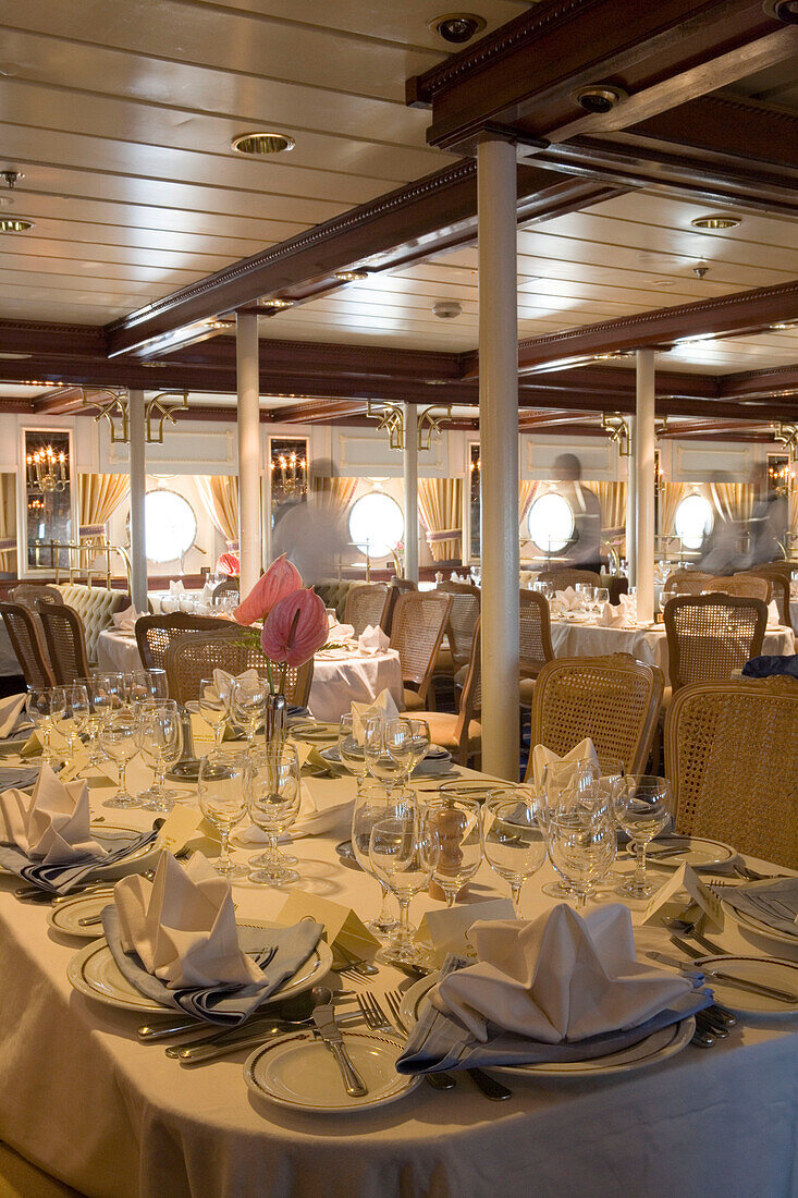 Elegant Captains Dinner Table, Aboard Star Clippers Star Flyer Sailing Ship, Aegean Sea