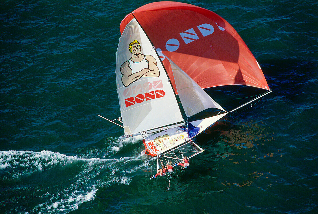 Aerial shot of a sailing boat, Sport