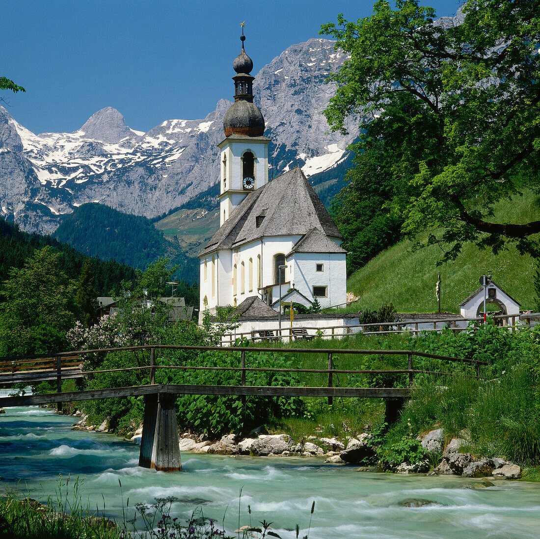 Kirche in Ramsau, Berchtesgadener Land, Bayern, Deutschland. Europa