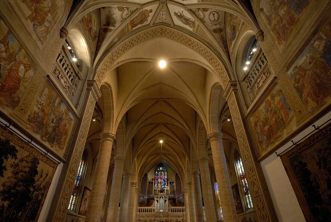 Interior view of Notre-Dame Cathedral, Luxembourg city, Luxembourg, Europe