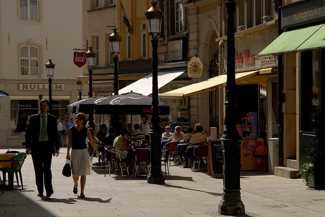 Luxembourg city, Rue du Marche aux Herbes, Luxembourg, Europe