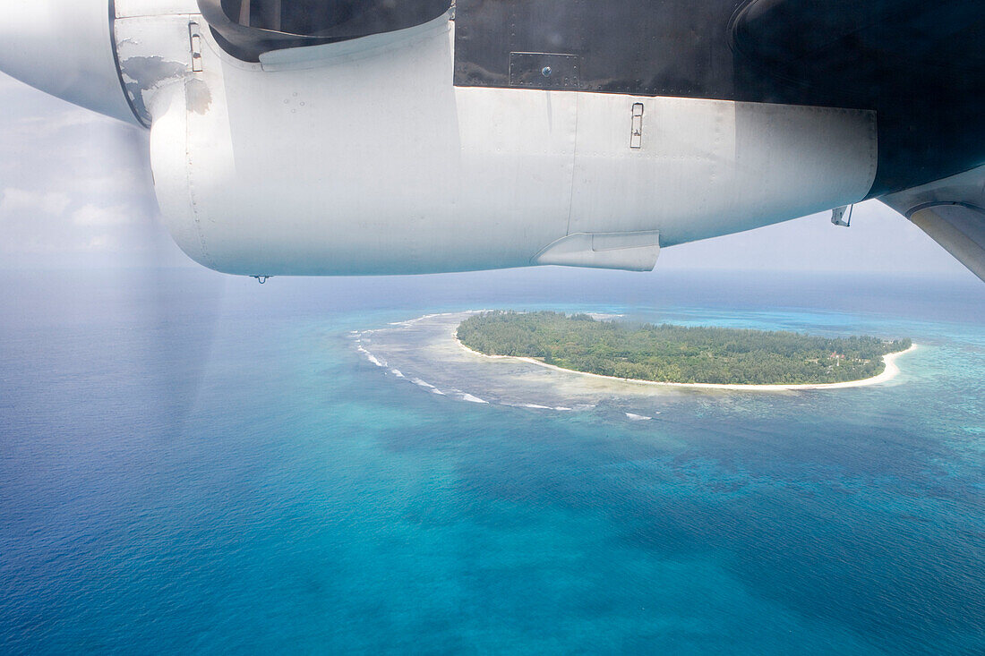 Luftaufnahme von Twin Otter Engine & Denis Island, Denis Island, Seychellen