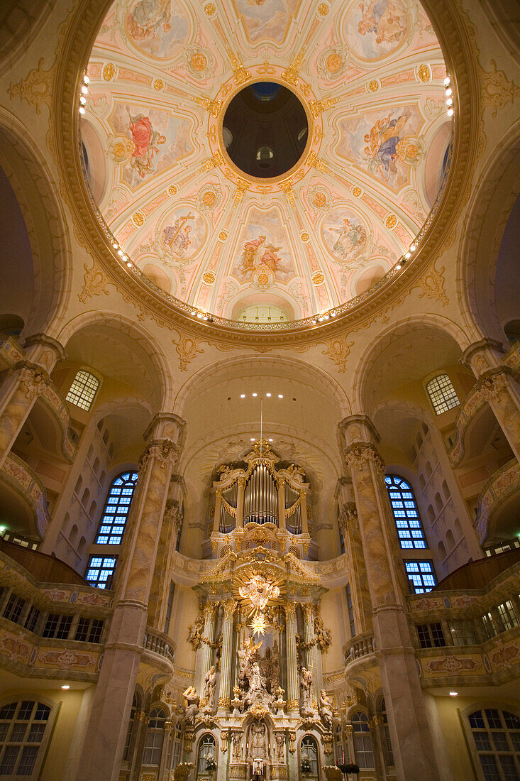 Inside of Dresden Frauenkirche, Dresden, Saxony, Germany