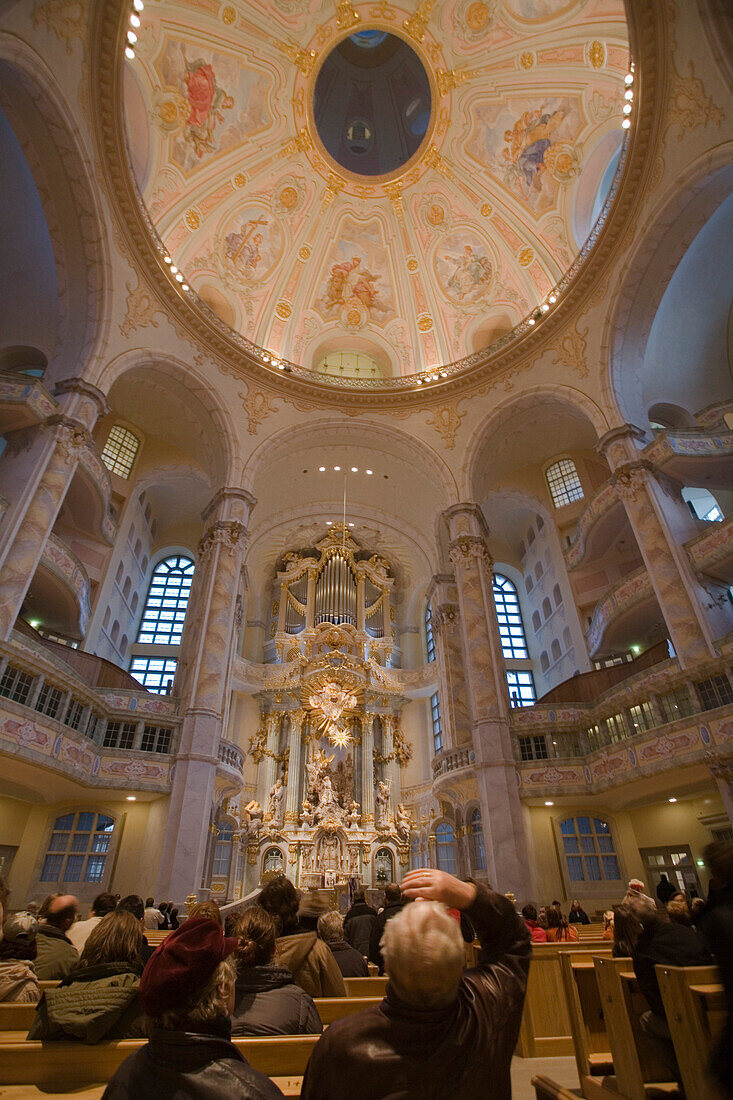 Inside of Dresden Frauenkirche, Dresden, Saxony, Germany