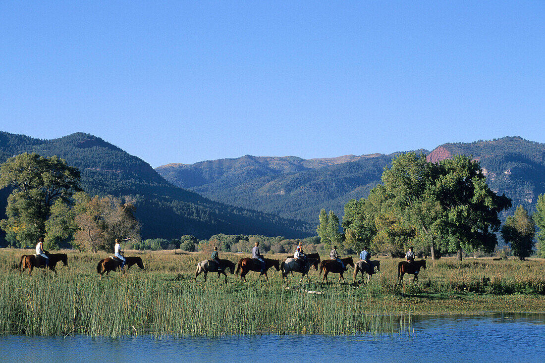 Horseback Riding at Red Mountain Ranch, Near Durango, Colorado, USA
