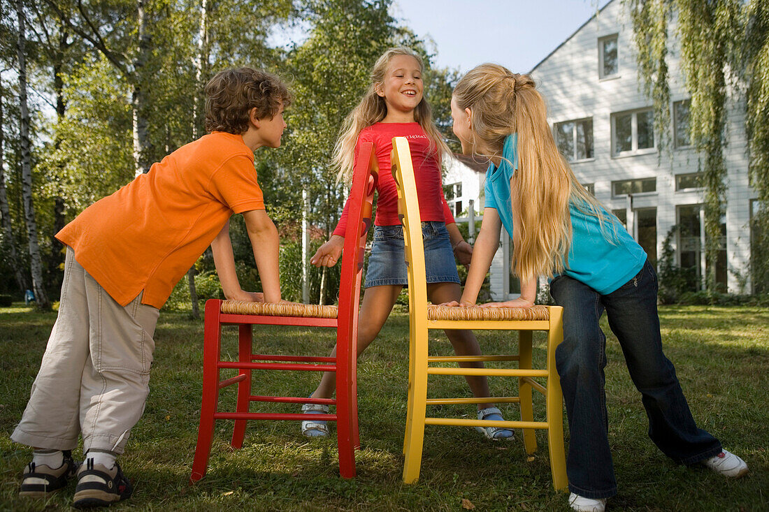 Children playing Musical Chairs, children's birthday party