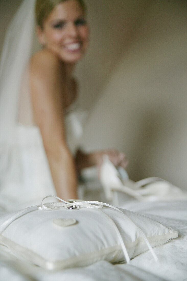 Bride with wedding rings